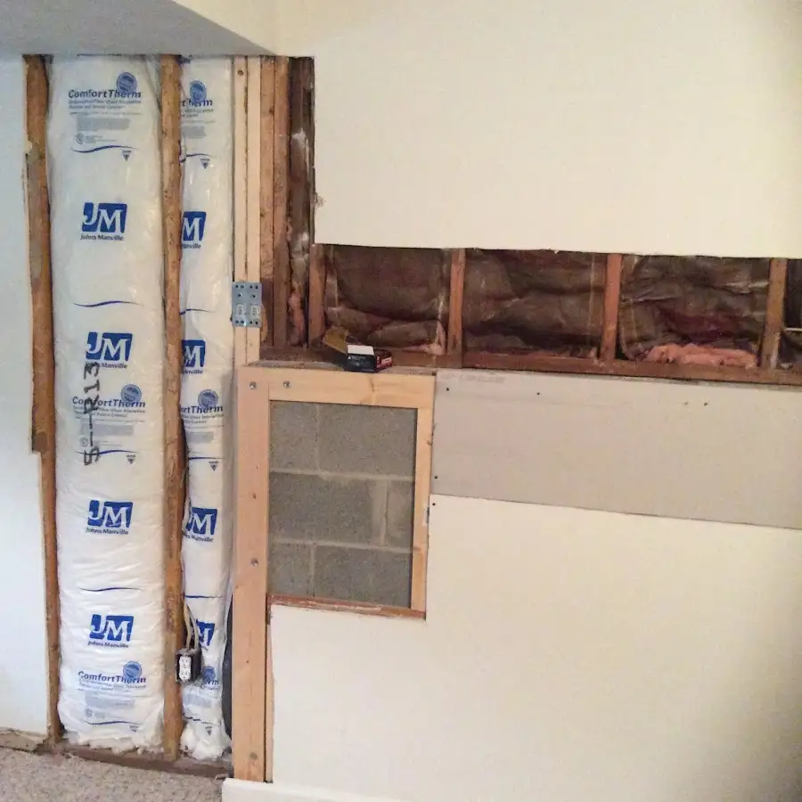 Wall insulation replacement during Basement Flood Cleanup in West Carrollton